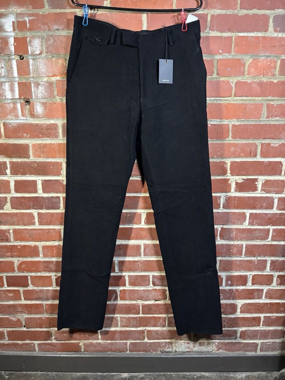 NWT Billy Reid Black Twill Moleskin Flat Front Trouser Pants Size 31 (33 x 35.5)